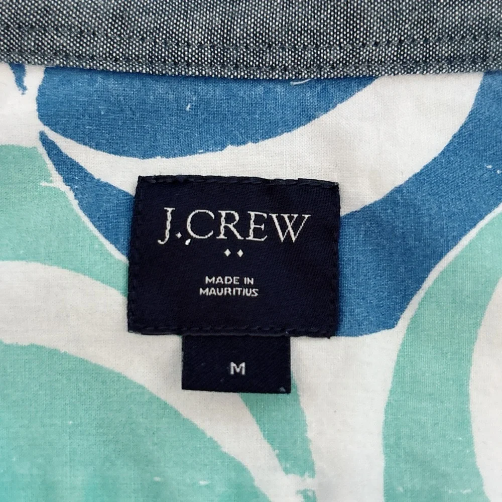 J.Crew Blue and Green Patterned Shirt Size M